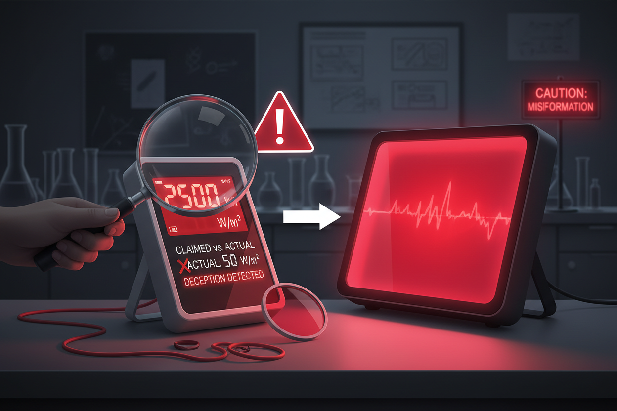 The Solar Meter Lie: Why “High Irradiance” Claims in Red Light Therapy are Often Fake
