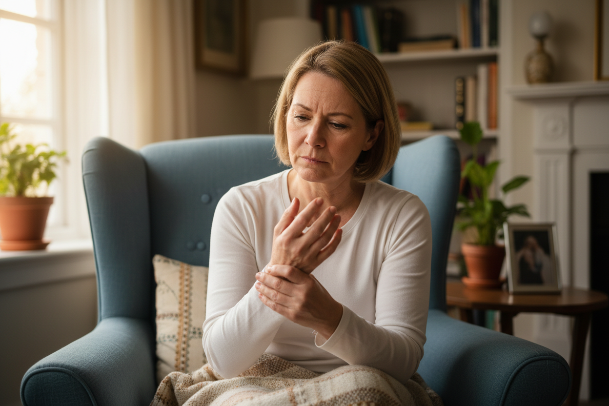 an image of a middle aged person dealing with arthrithis pain